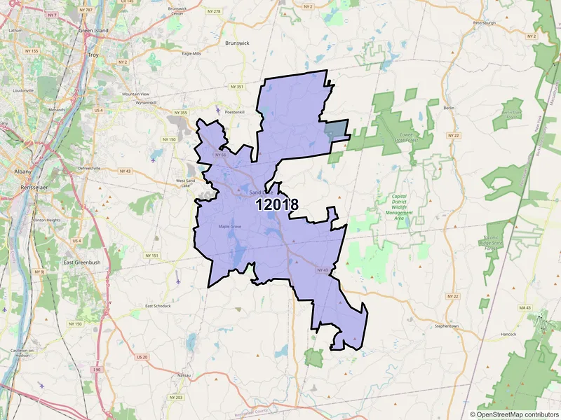 Map of Averill Park, New York and ZIP codes