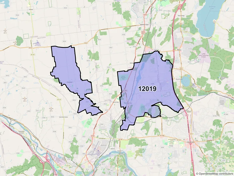 Map of ZIP Code 12019 — Ballston Lake, NY