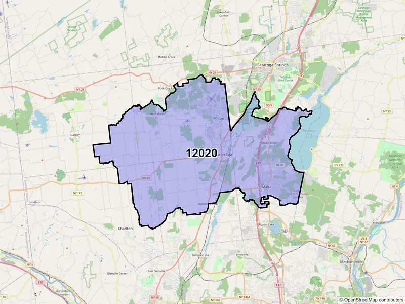 Map of ZIP Code 12020 — Ballston Spa, NY