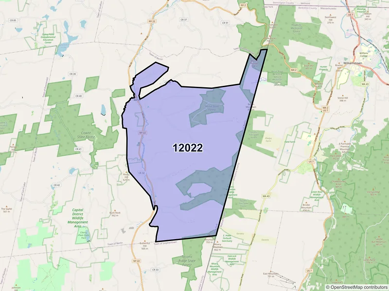 Map of Berlin, New York and ZIP codes