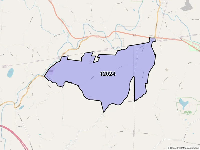 Map of ZIP Code 12024 — Brainard, NY