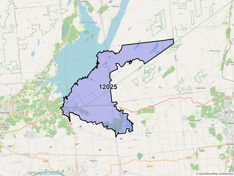 Map of Broadalbin, New York and ZIP codes