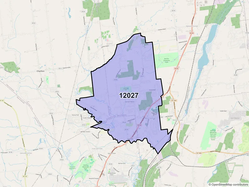Map of ZIP Code 12027 — Burnt Hills, NY