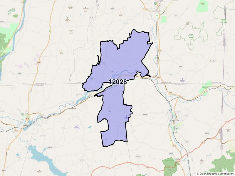 Map of ZIP Code 12028 — Buskirk, NY
