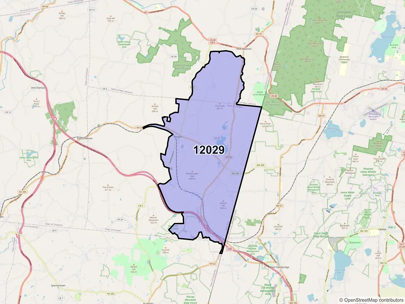 Map of ZIP Code 12029 — Canaan, NY