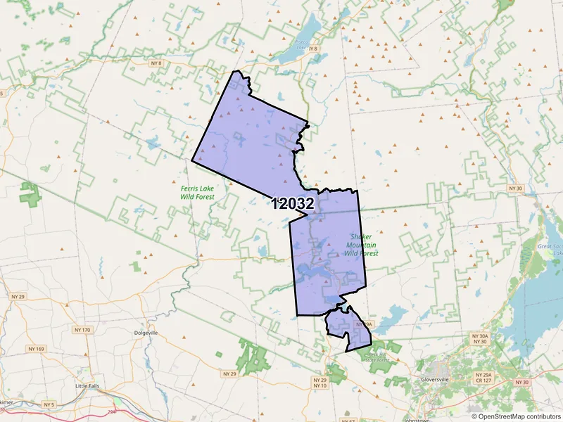 Map of ZIP Code 12032 — Caroga Lake, NY