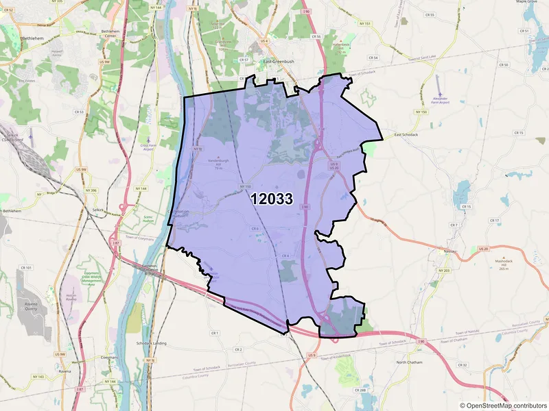 Map of Castleton on Hudson, New York and ZIP codes