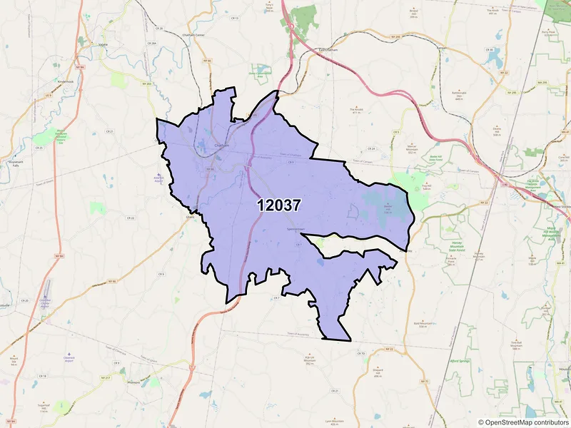 Map of ZIP Code 12037 — Chatham, NY