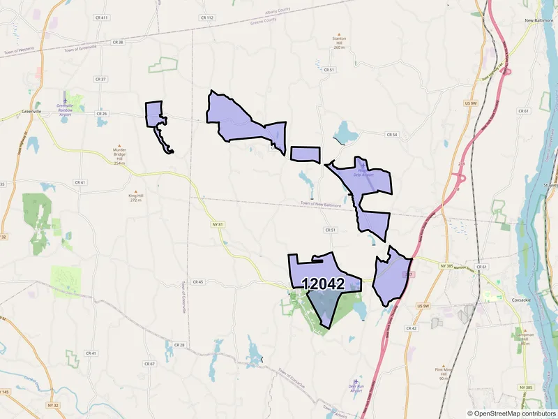 Map of ZIP Code 12042 — Climax, NY