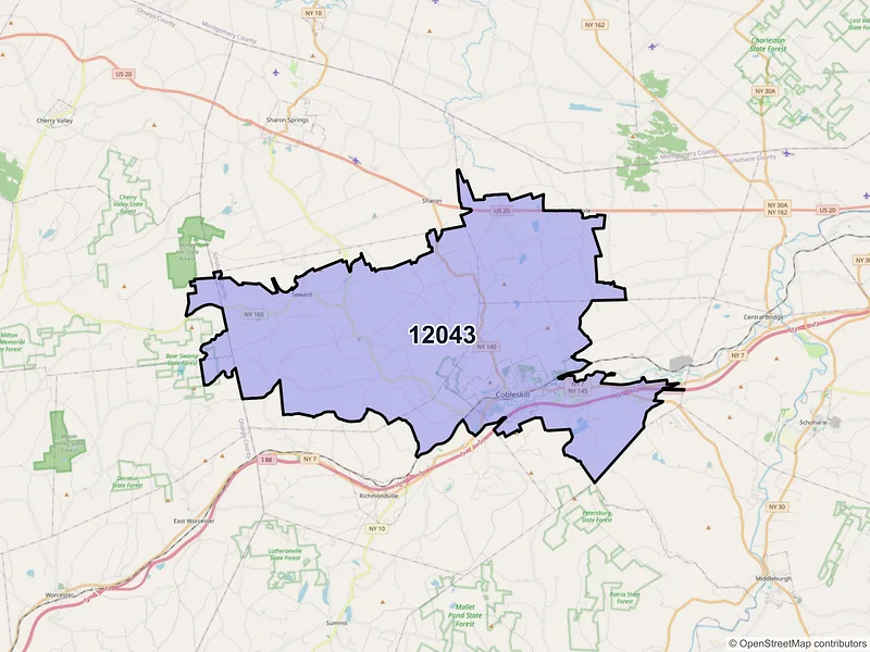 Map of Cobleskill, New York and ZIP codes