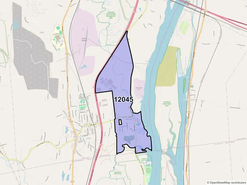 Map of Coeymans, New York and ZIP codes