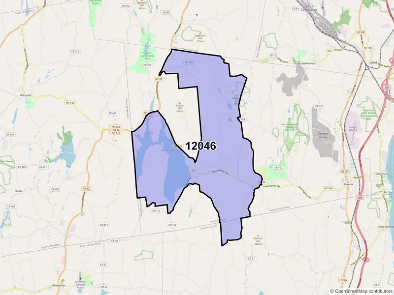 Map of ZIP Code 12046 — Coeymans Hollow, NY
