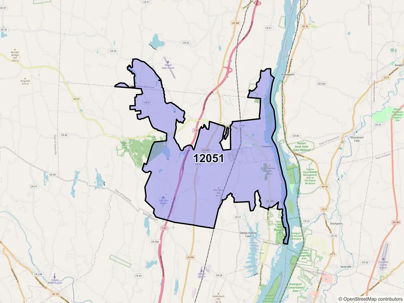 Map of ZIP Code 12051 — Coxsackie, NY
