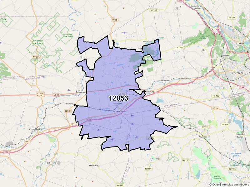 Map of Delanson, New York and ZIP codes