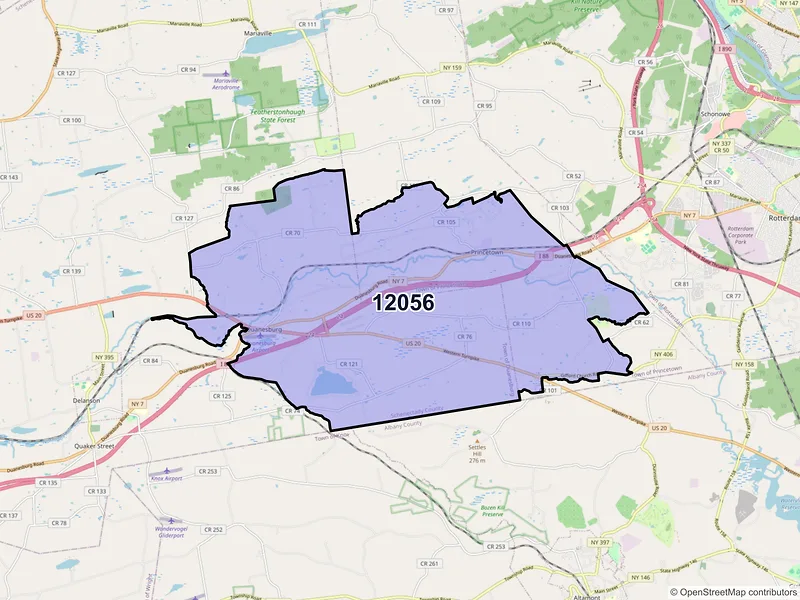 Map of ZIP Code 12056 — Duanesburg, NY