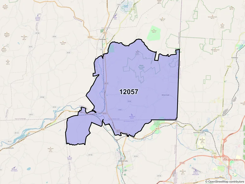 Map of ZIP Code 12057 — Eagle Bridge, NY