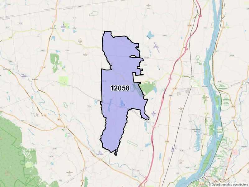 Map of ZIP Code 12058 — Earlton, NY