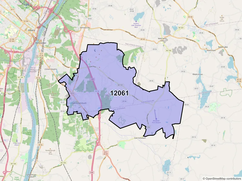 Map of ZIP Code 12061 — East Greenbush, NY