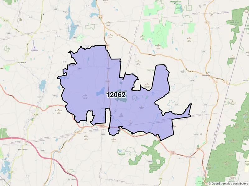 Map of ZIP Code 12062 — East Nassau, NY