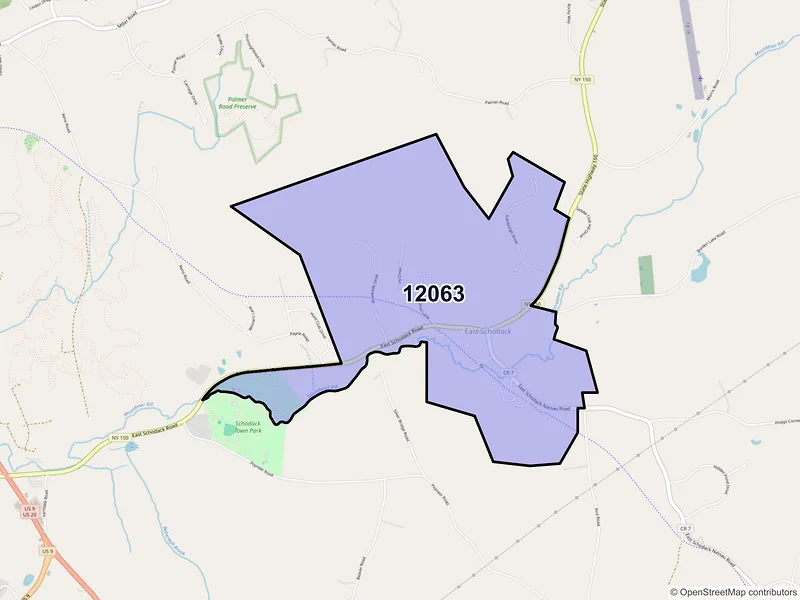 Map of East Schodack, New York and ZIP codes