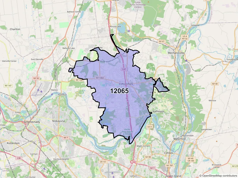 Map of Clifton Park, New York and ZIP codes