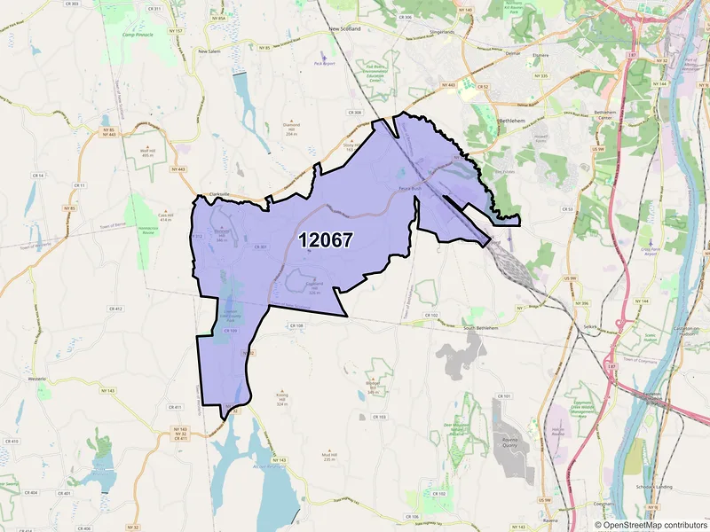 Map of ZIP Code 12067 — Feura Bush, NY