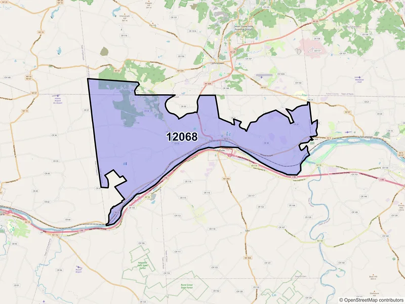 Map of ZIP Code 12068 — Fonda, NY