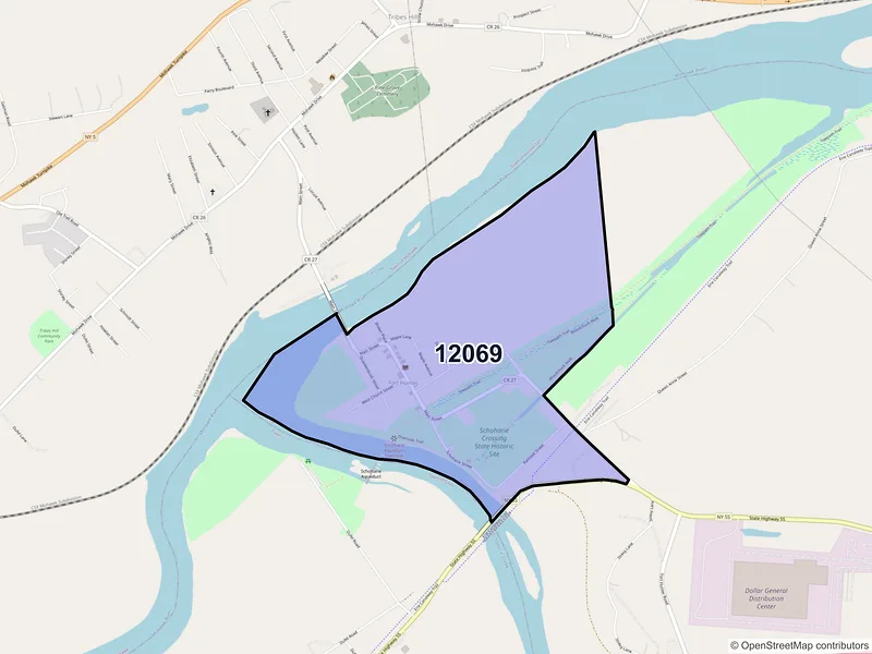 Map of Fort Hunter, New York and ZIP codes