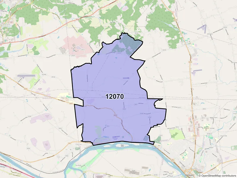 Map of ZIP Code 12070 — Fort Johnson, NY
