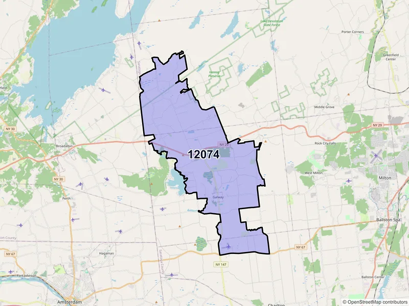 Map of ZIP Code 12074 — Galway, NY