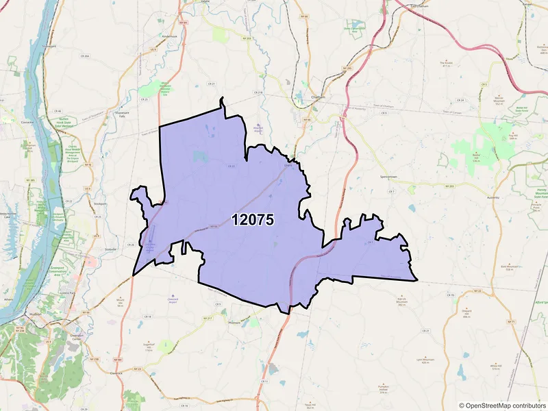 Map of ZIP Code 12075 — Ghent, NY