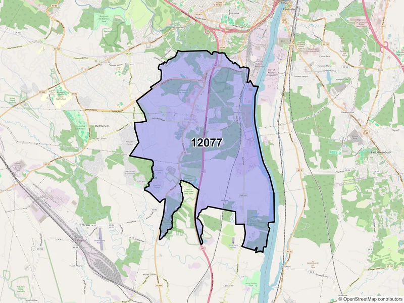 Map of ZIP Code 12077 — Glenmont, NY
