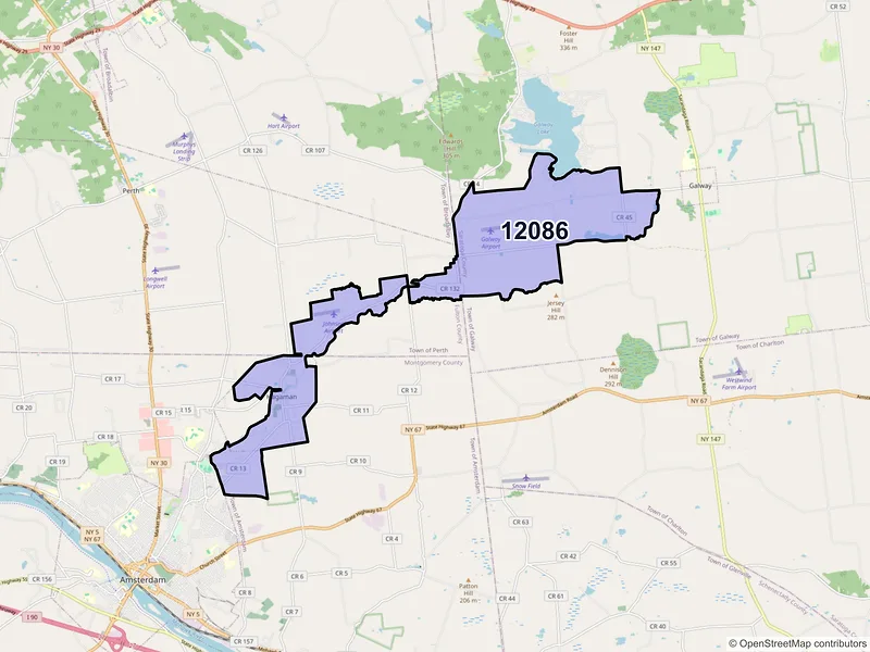 Map of Hagaman, New York and ZIP codes