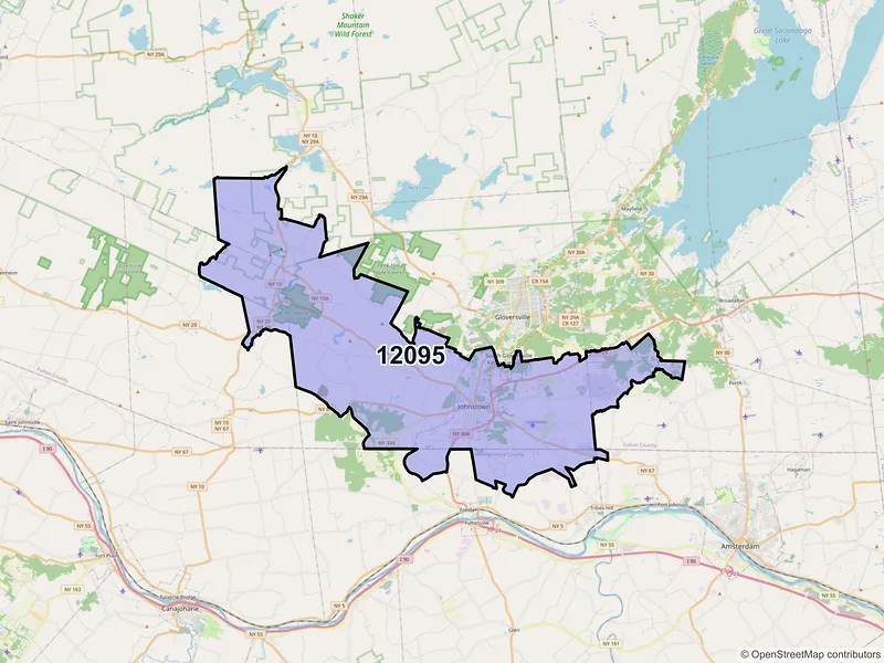 Map of ZIP Code 12095 — Johnstown, NY