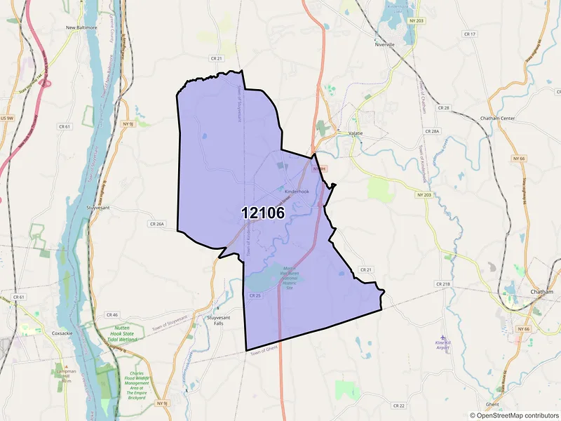 Map of ZIP Code 12106 — Kinderhook, NY