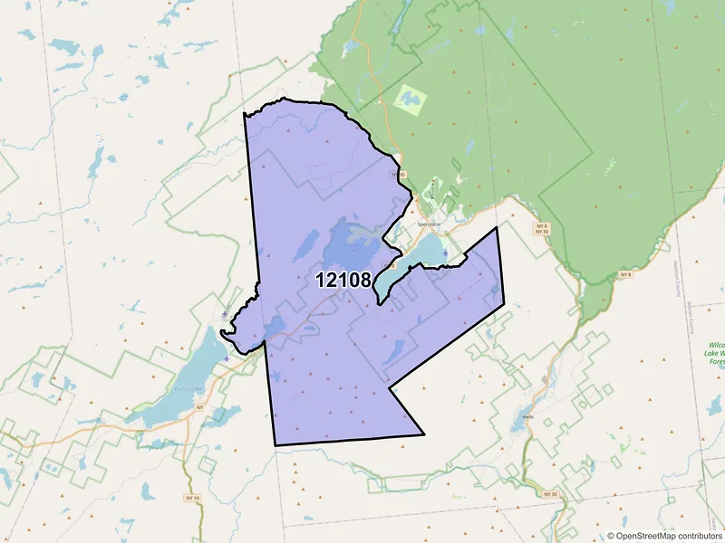 Map of ZIP Code 12108 — Lake Pleasant, NY