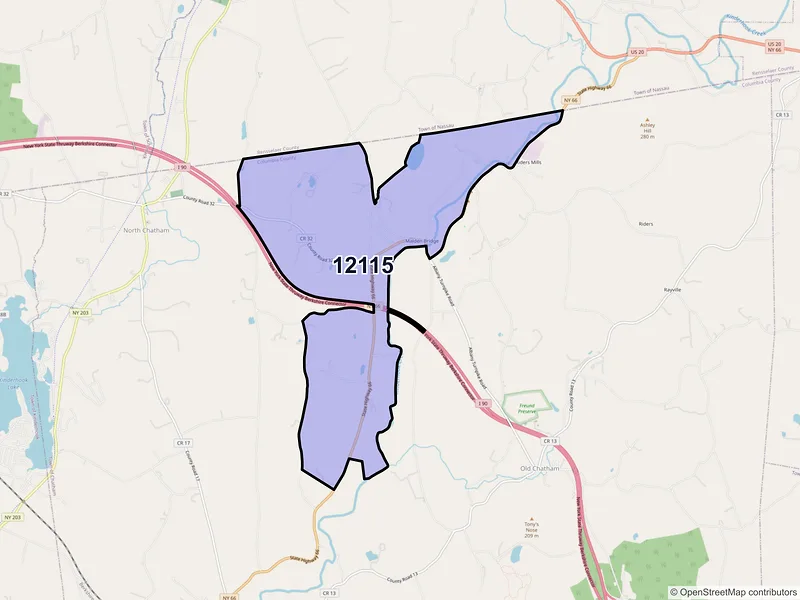 Map of Malden Bridge, New York and ZIP codes