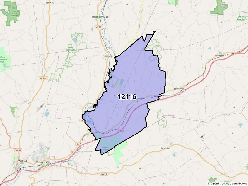 Map of Maryland, New York and ZIP codes