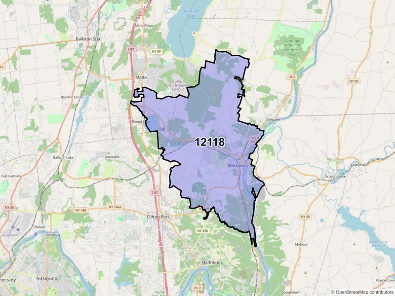 Map of ZIP Code 12118 — Mechanicville, NY