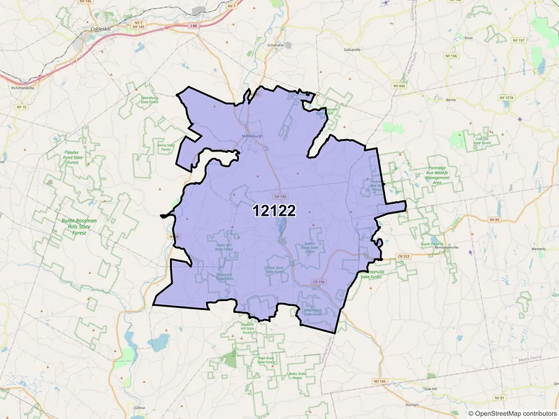 Map of ZIP Code 12122 — Middleburgh, NY