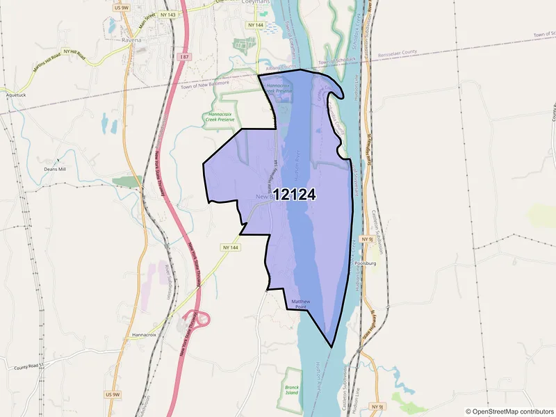 Map of New Baltimore, New York and ZIP codes
