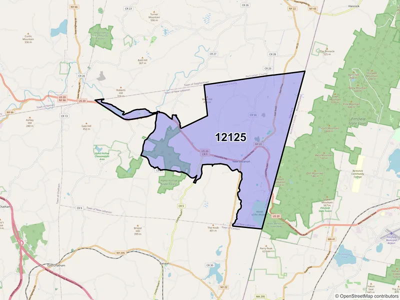 Map of ZIP Code 12125 — New Lebanon, NY