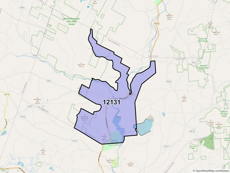 Map of ZIP Code 12131 — North Blenheim, NY