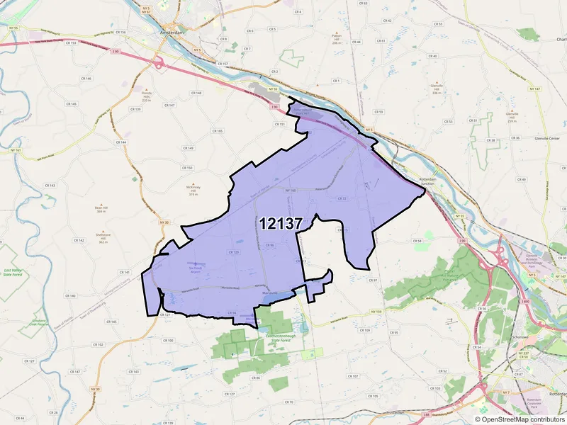 Map of ZIP Code 12137 — Pattersonville, NY