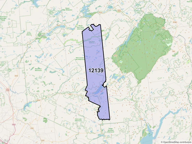 Map of Piseco, New York and ZIP codes
