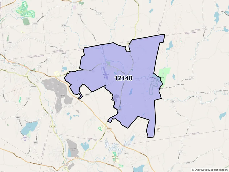 Map of ZIP Code 12140 — Poestenkill, NY