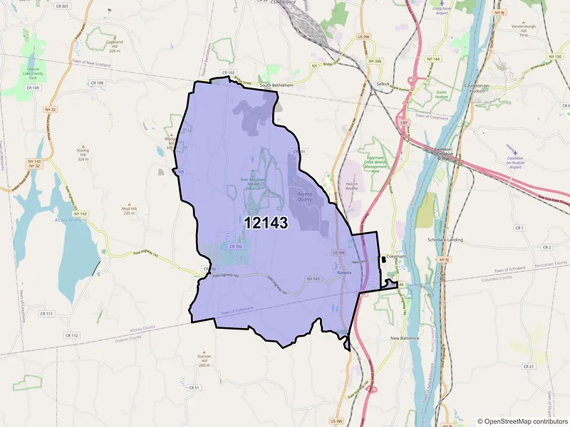 Map of ZIP Code 12143 — Ravena, NY