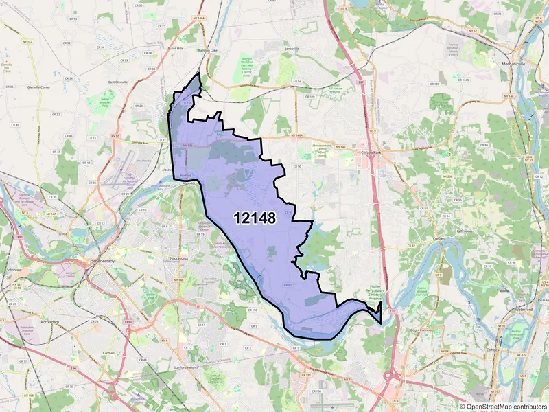 Map of ZIP Code 12148 — Rexford, NY