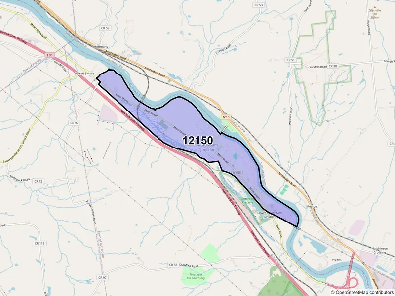 Map of ZIP Code 12150 — Rotterdam Junction, NY