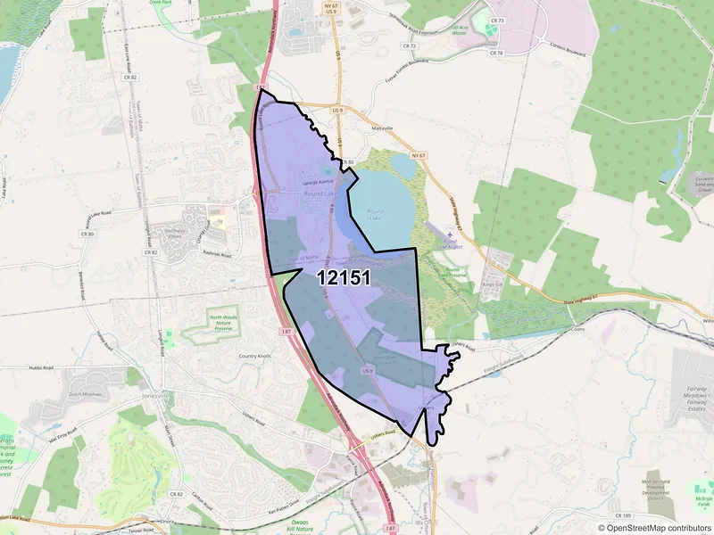 Map of ZIP Code 12151 — Round Lake, NY